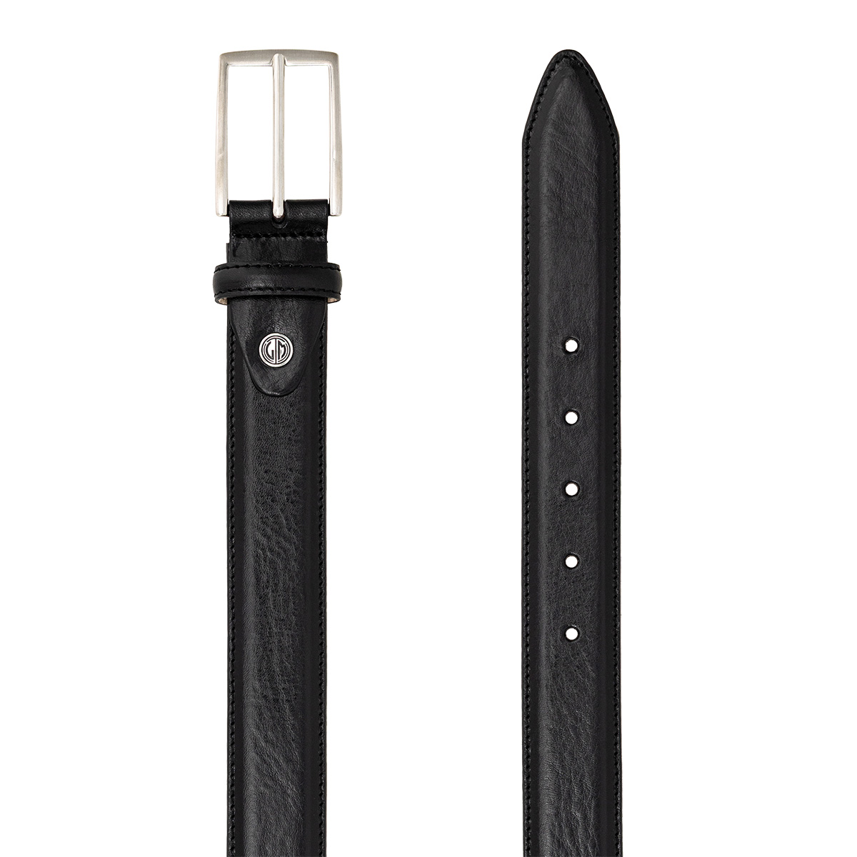 Gurt, Ledergürtel, Schwarz, Silber, Nähte, LINDENMANN Premium Handmade Vollrindledergürtel Herren schwarz