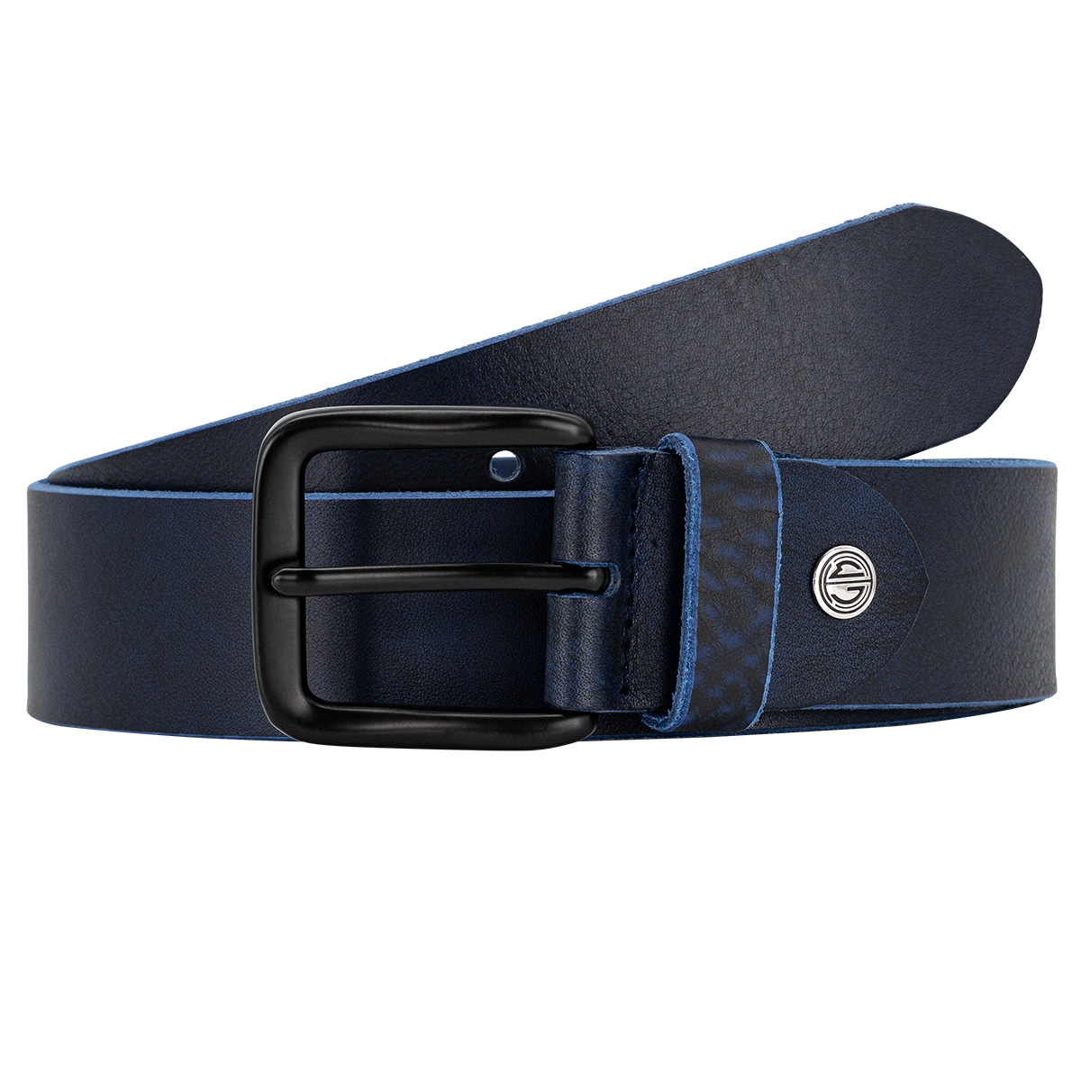 Gurt, Ledergürtel, dunkelblau, Metallöse Dorn, Gürtelschnalle, LINDENMANN Herren Vollledergürtel passend zu Jeans marine