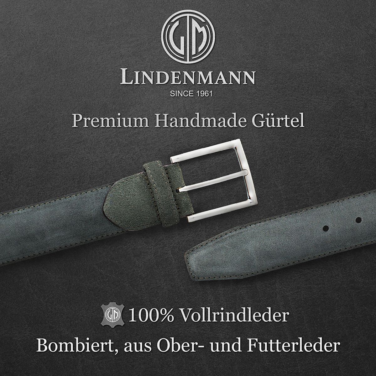 LINDENMANN Herrengürtel Leder grün