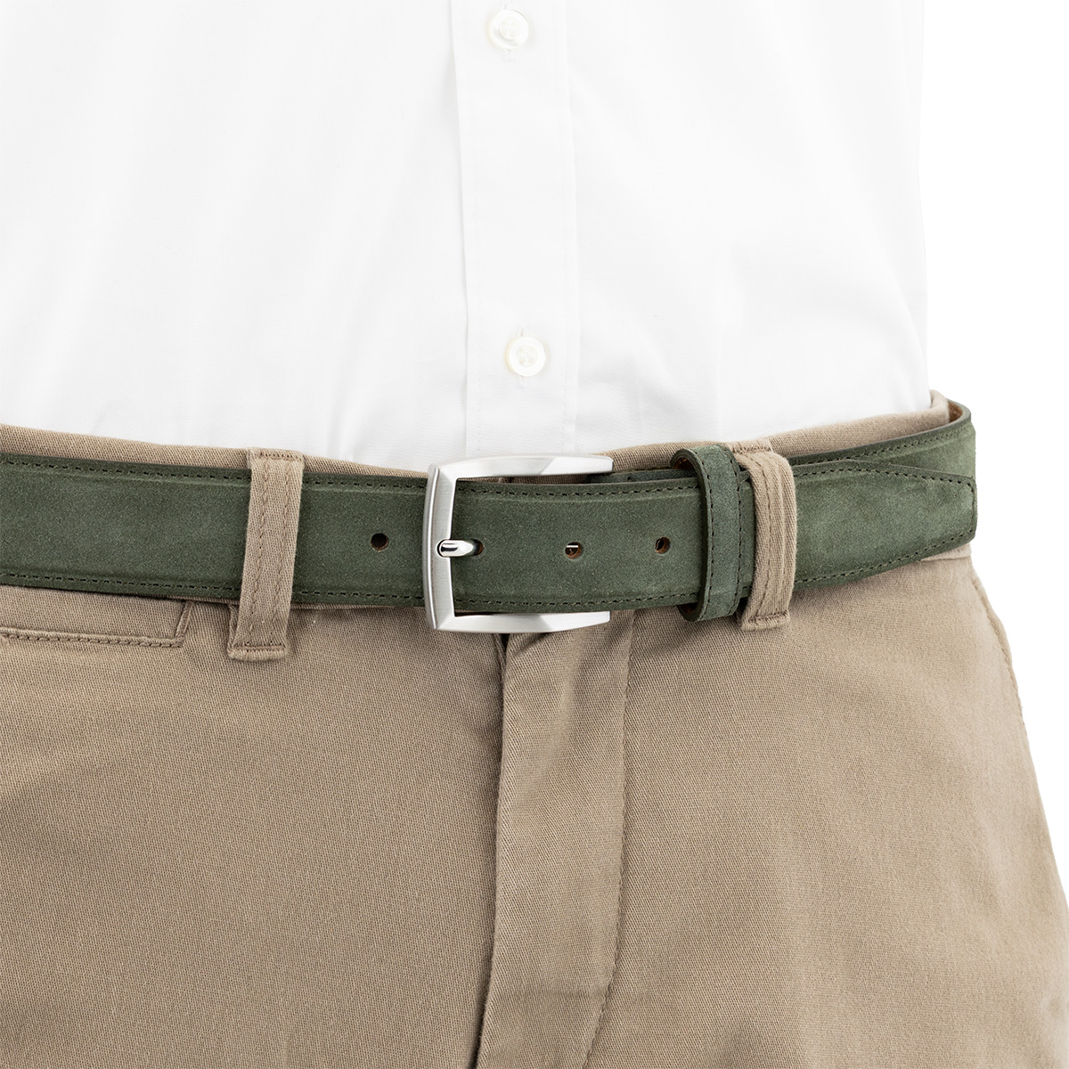 LINDENMANN Herrengürtel Veloursleder dunkelgrün