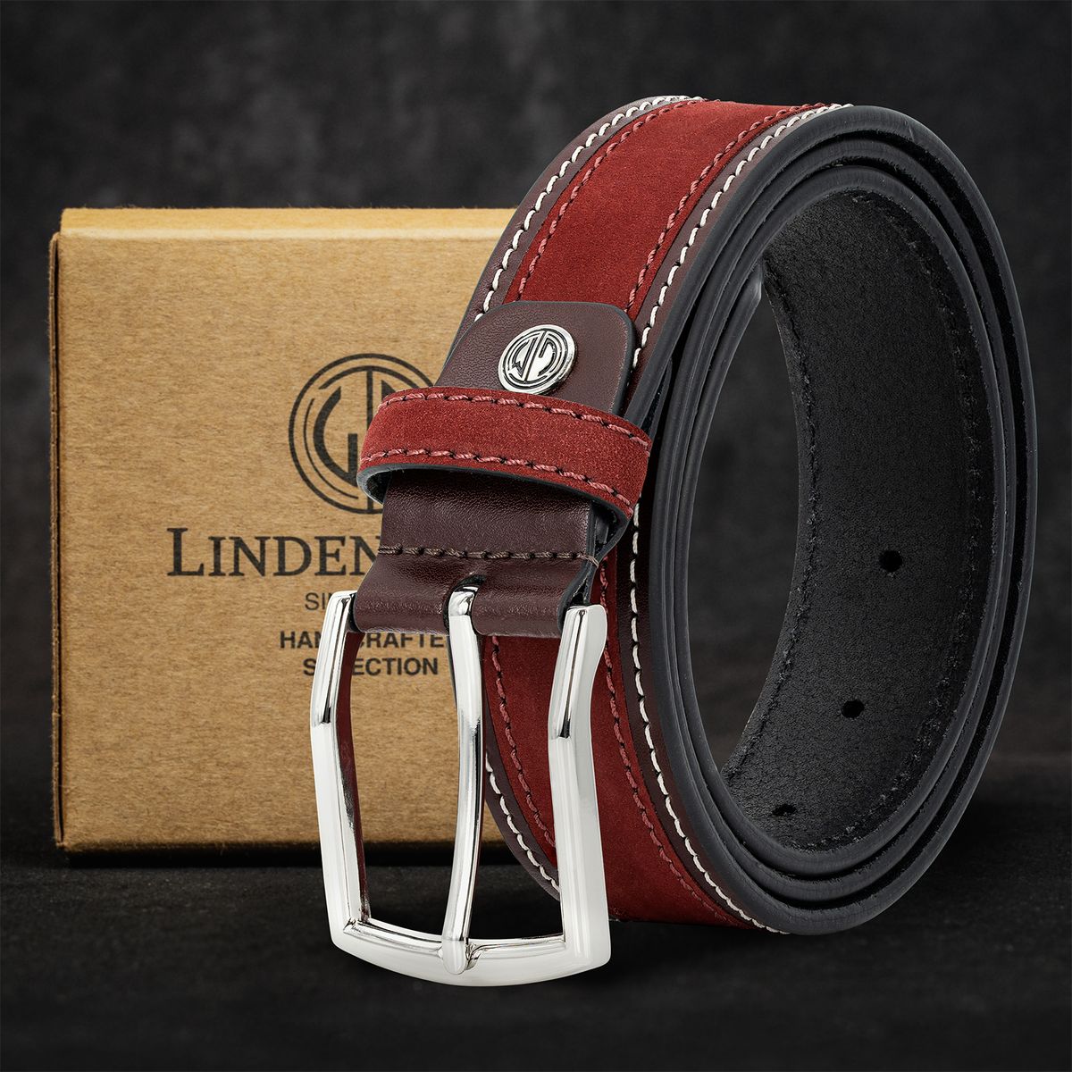 LINDENMANN Premium Ledergürtel rot