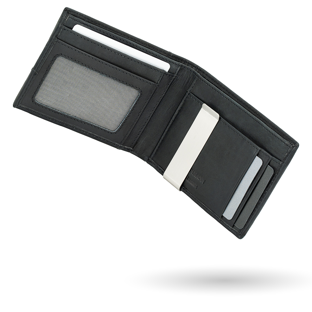 LINDENMANN Herren Leder Portemonnaie schwarz