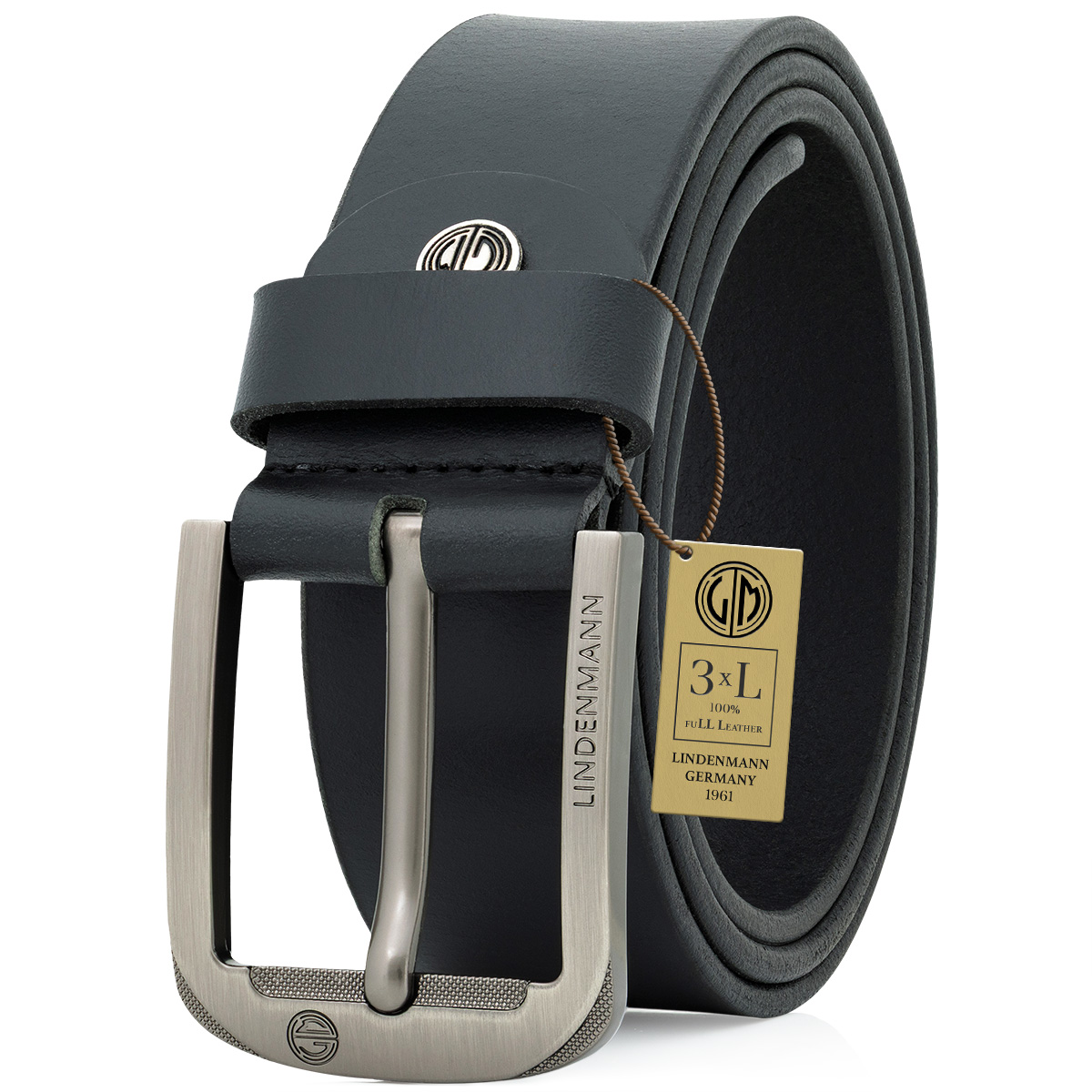LINDENMANN Jeansgürtel Leder Herren schwarz