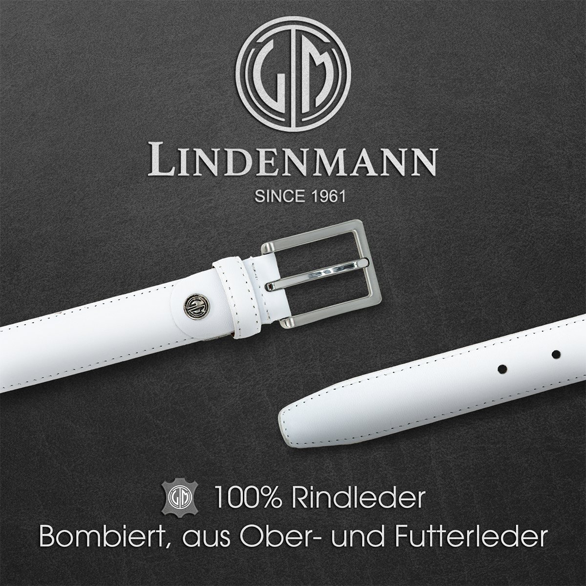 LINDENMANN Ledergürtel Herren weiß