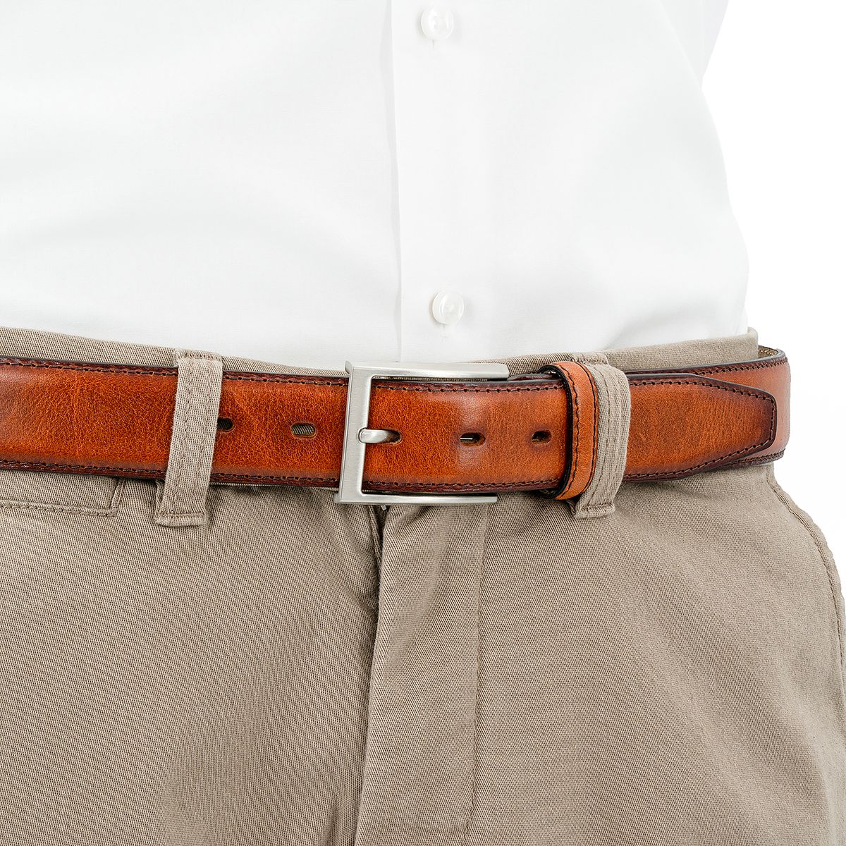 LINDENMANN Ledergürtel Herren Anzug cognac