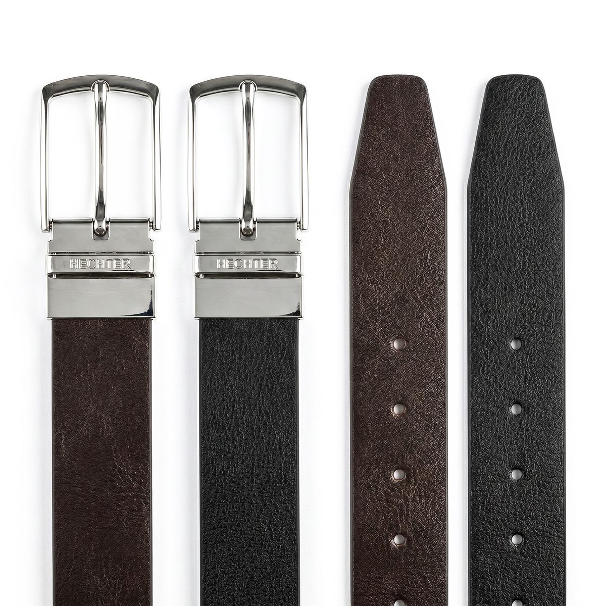 lederarmband, uhrband, stahlverschluss, braun, schwarz, HECHTER Paris Herren Wendegürtel aus 100% Echtleder schwarz/dunkelbraun