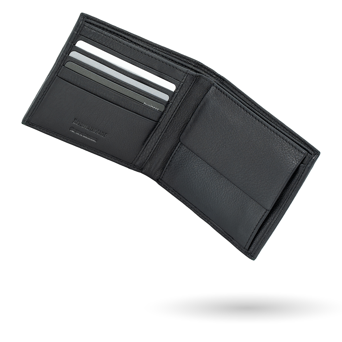 LINDENMANN Herren Leder Portemonnaie schwarz