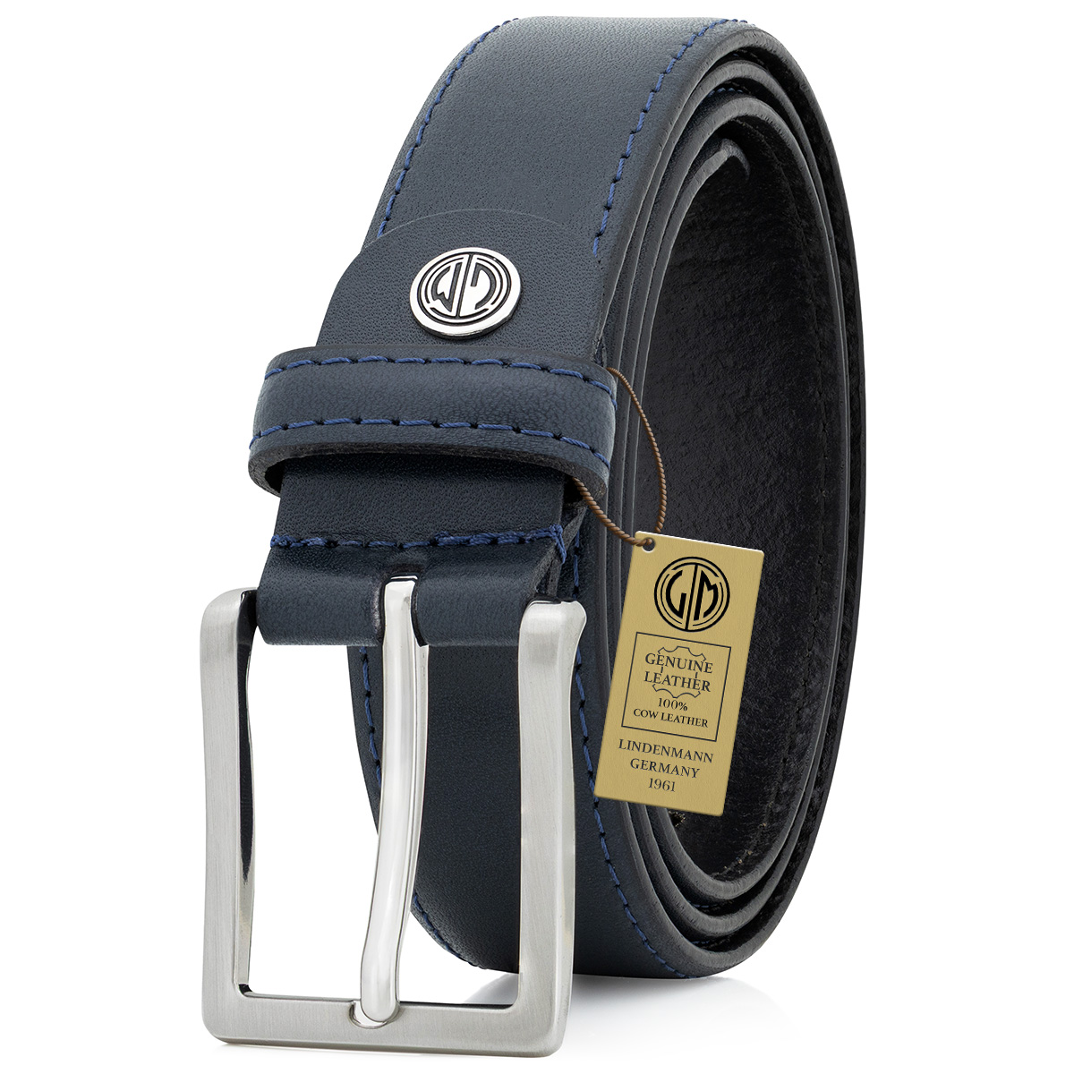 LINDENMANN Ledergürtel Herren blau