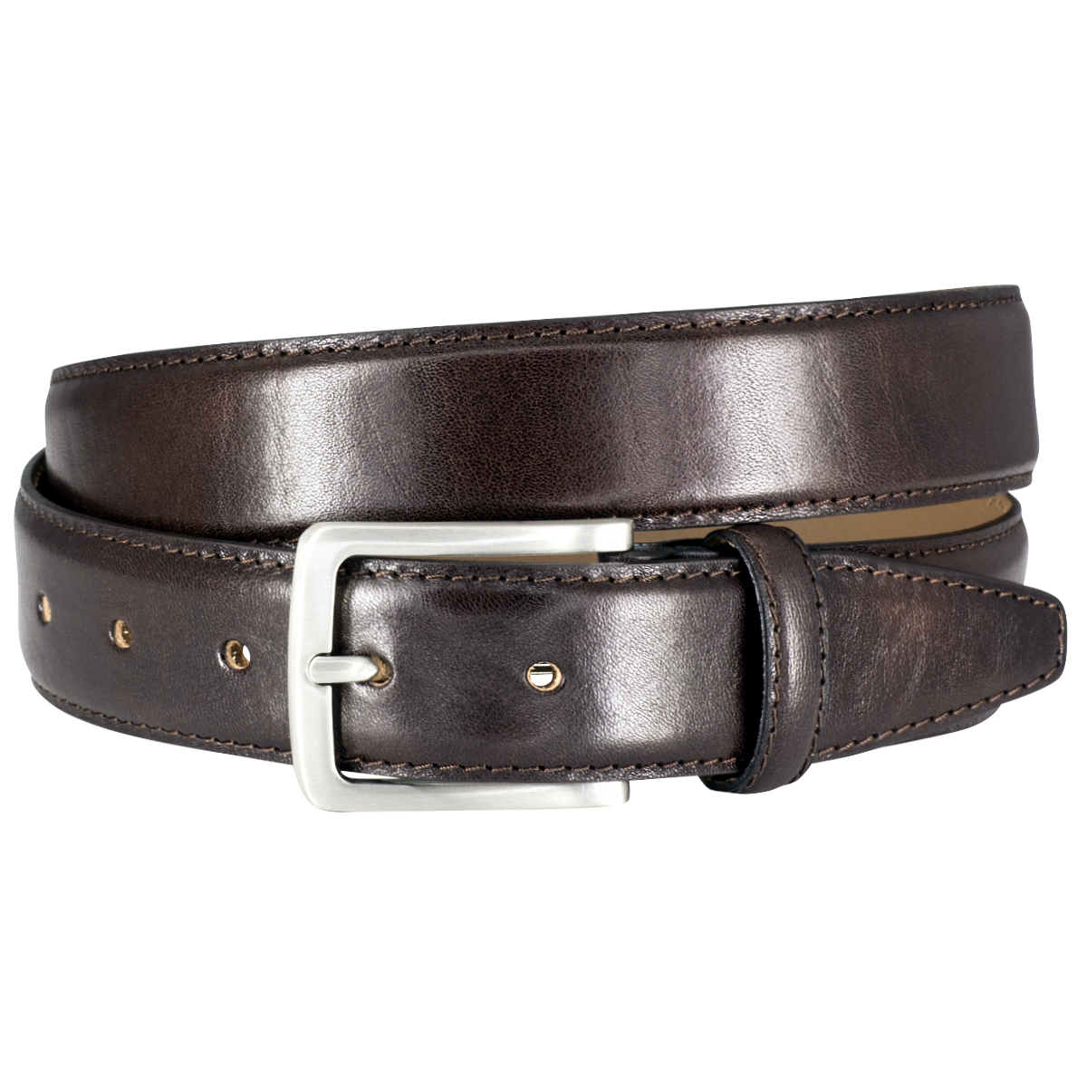 dunkelbraun, Leder, Gürtel, Metallschnalle, unisex,