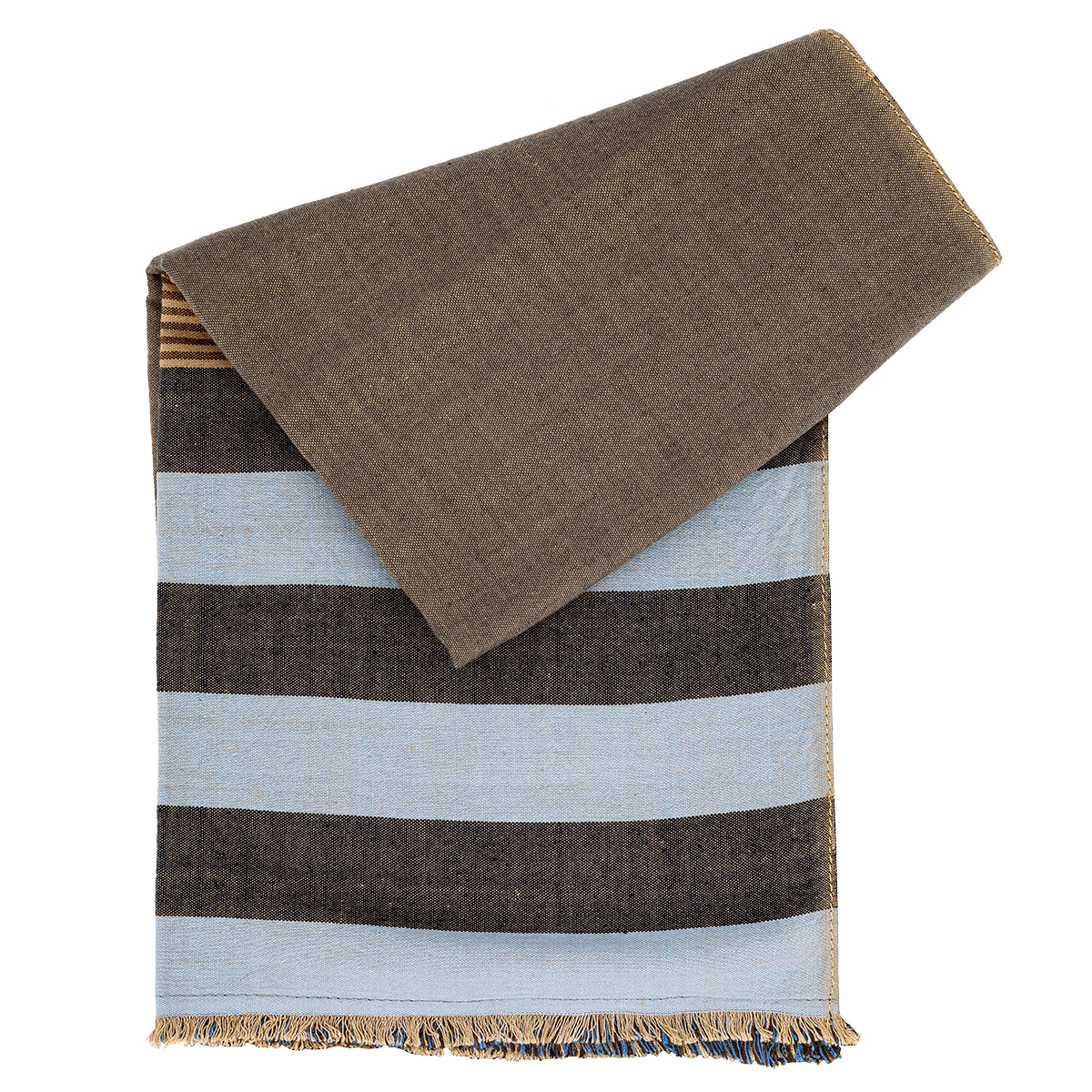 LINDENMANN Schal Herren Baumwolle-Viskose beige-braun-blau