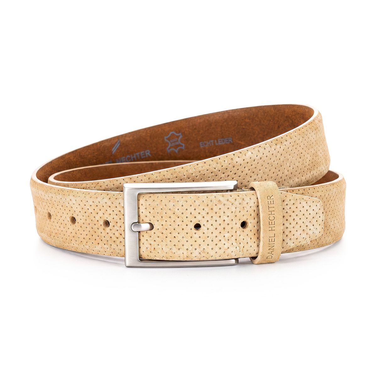 DANIEL HECHTER Herren smart casual 100% echtes Veloursledergürtel beige