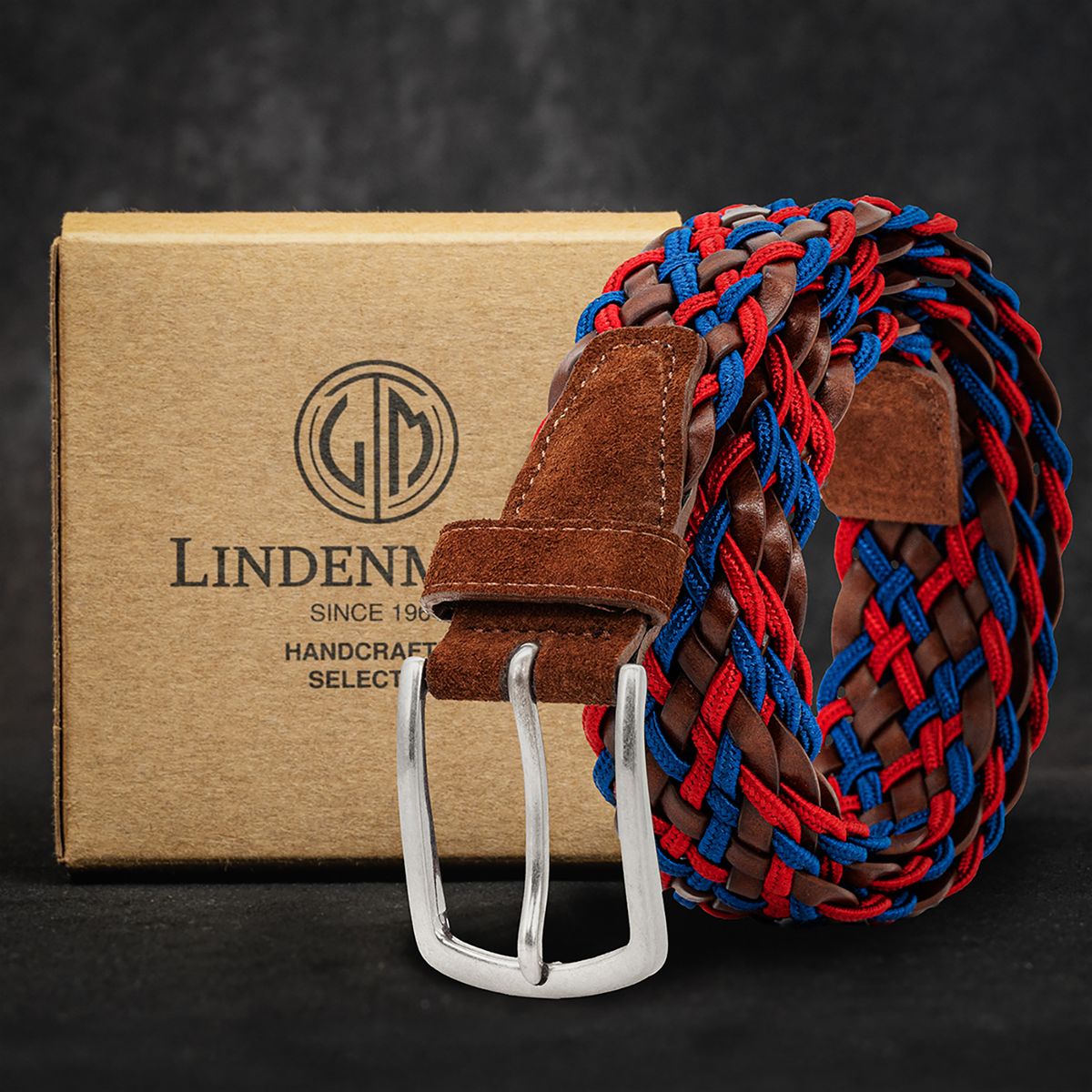 LINDENMANN Freizeitgürtel Herren blau-rot