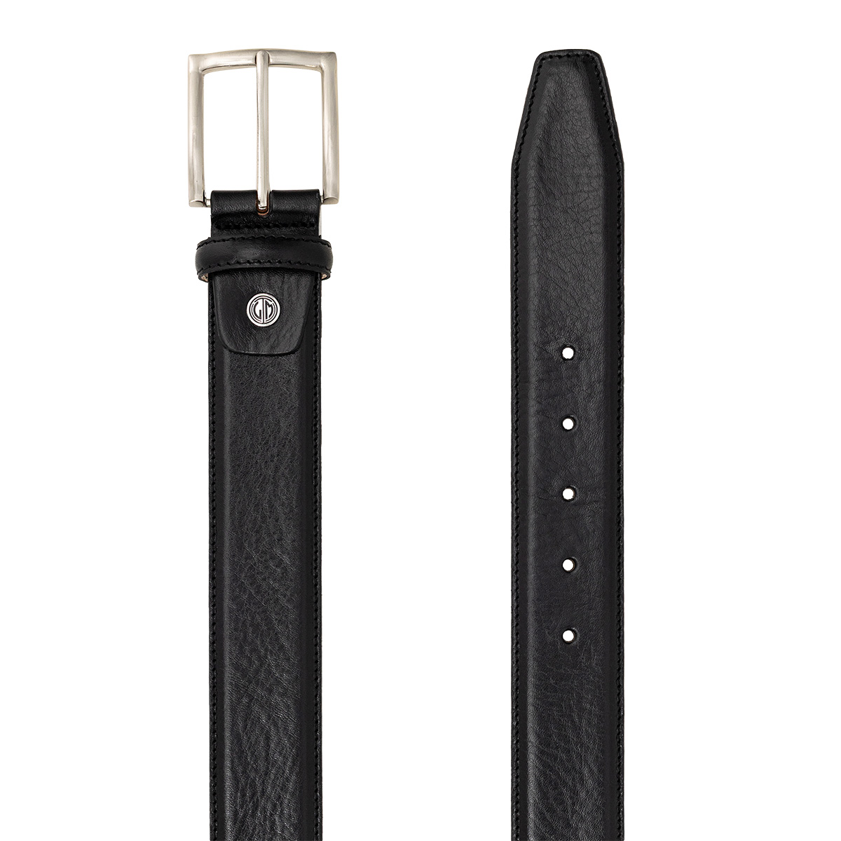 Gürtel, Schwarz, Leder, Metallöse, Logo, LINDENMANN Premium Handmade Vollrindledergürtel Herren schwarz