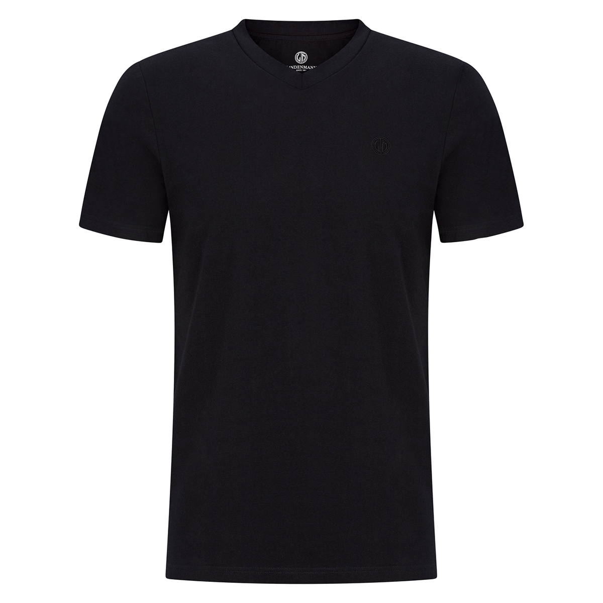 LINDENMANN T-Shirt V-Ausschnitt Bio-Baumwolle Herren Schwarz