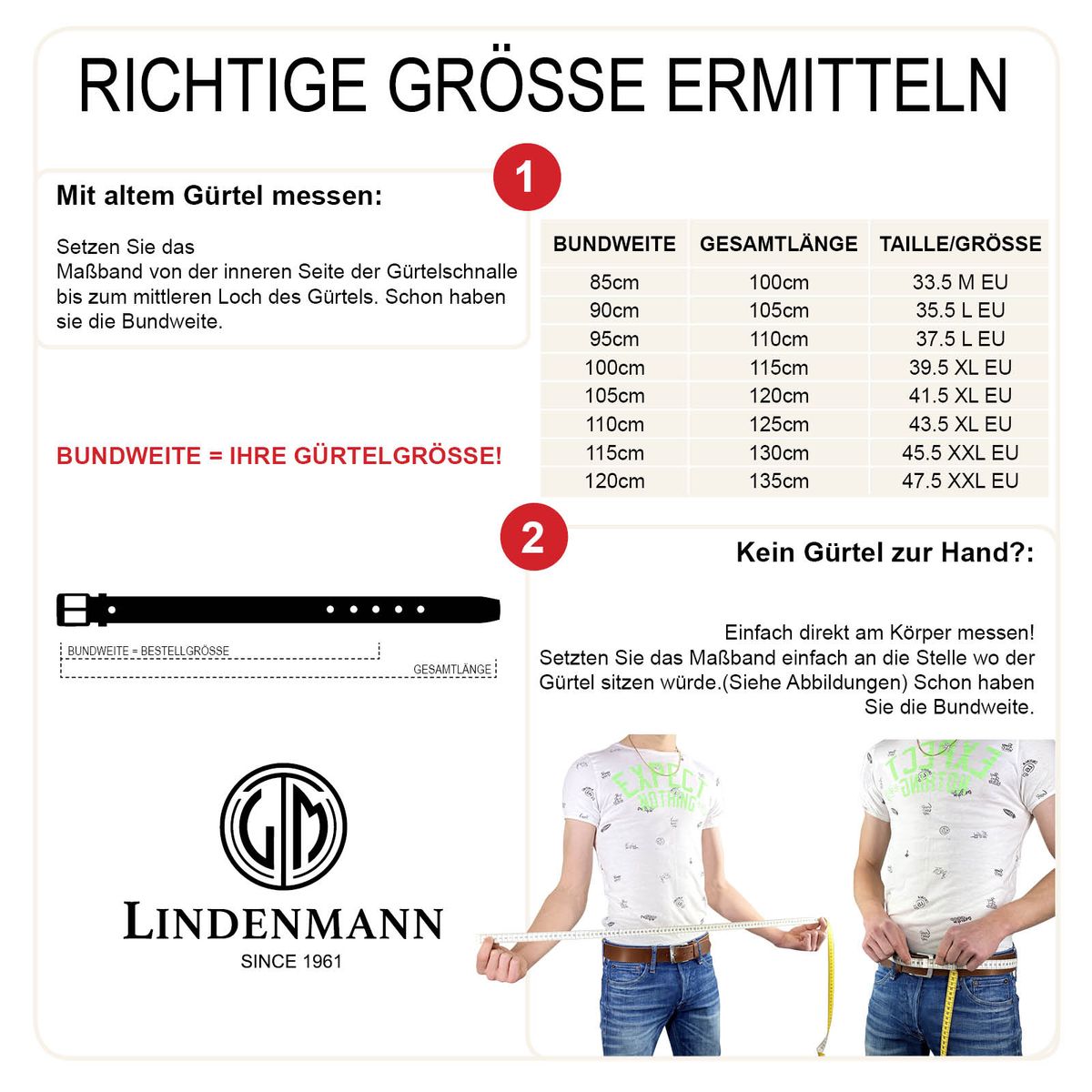 LINDENMANN Ledergürtel Herren, schwarz 33 mm Leder Automatikgürtel