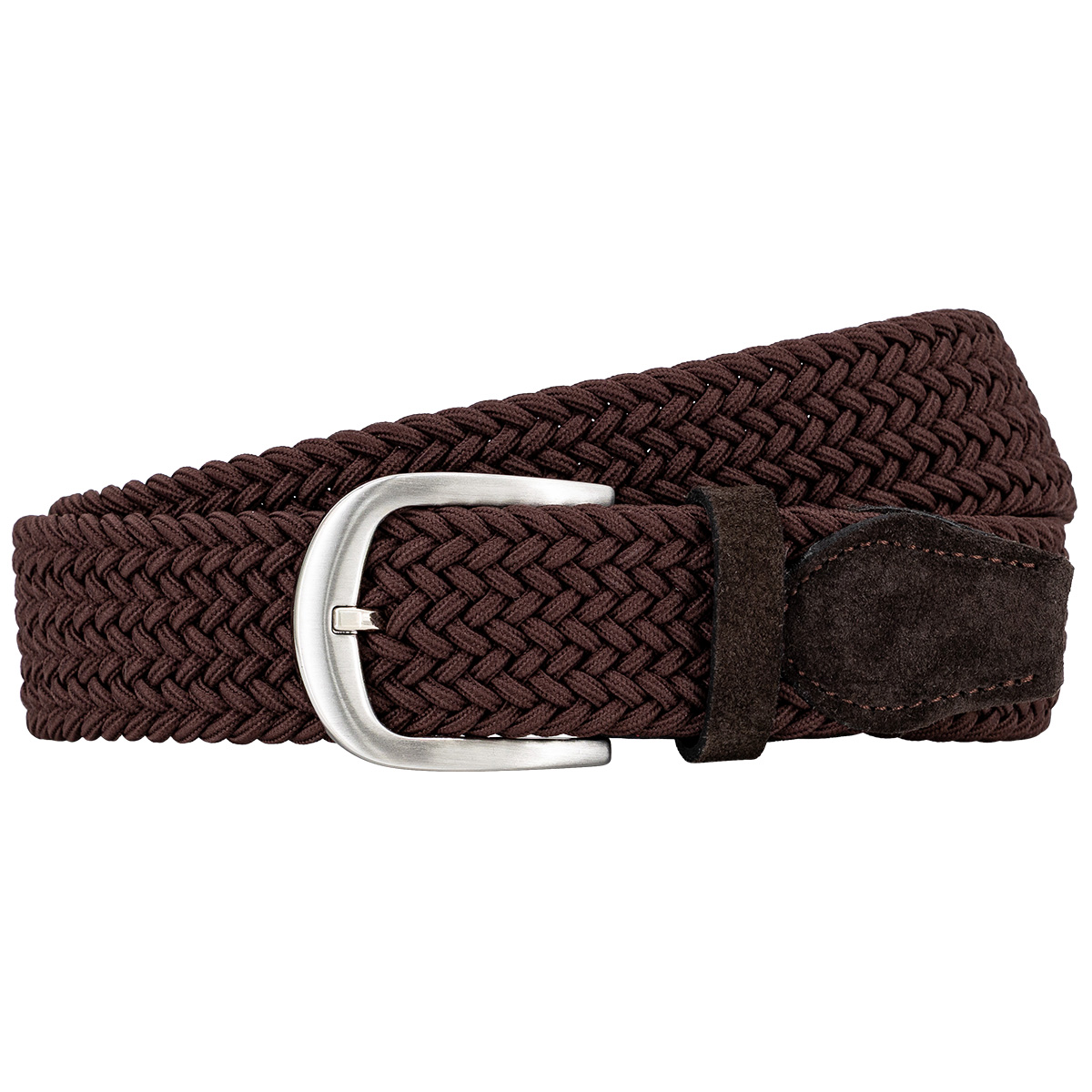 Gürtel, Braun, Webgürtel, Kordel, Schnalle, LINDENMANN Damen Flechtgürtel mit 100% echtem Rindleder an den Enden dunkelbraun