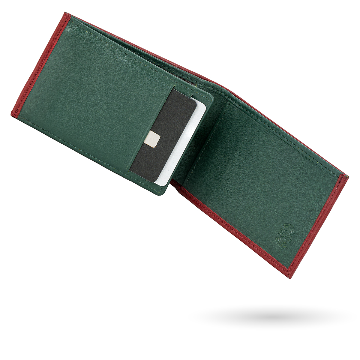 LINDENMANN Leder-Cardholder rot grün