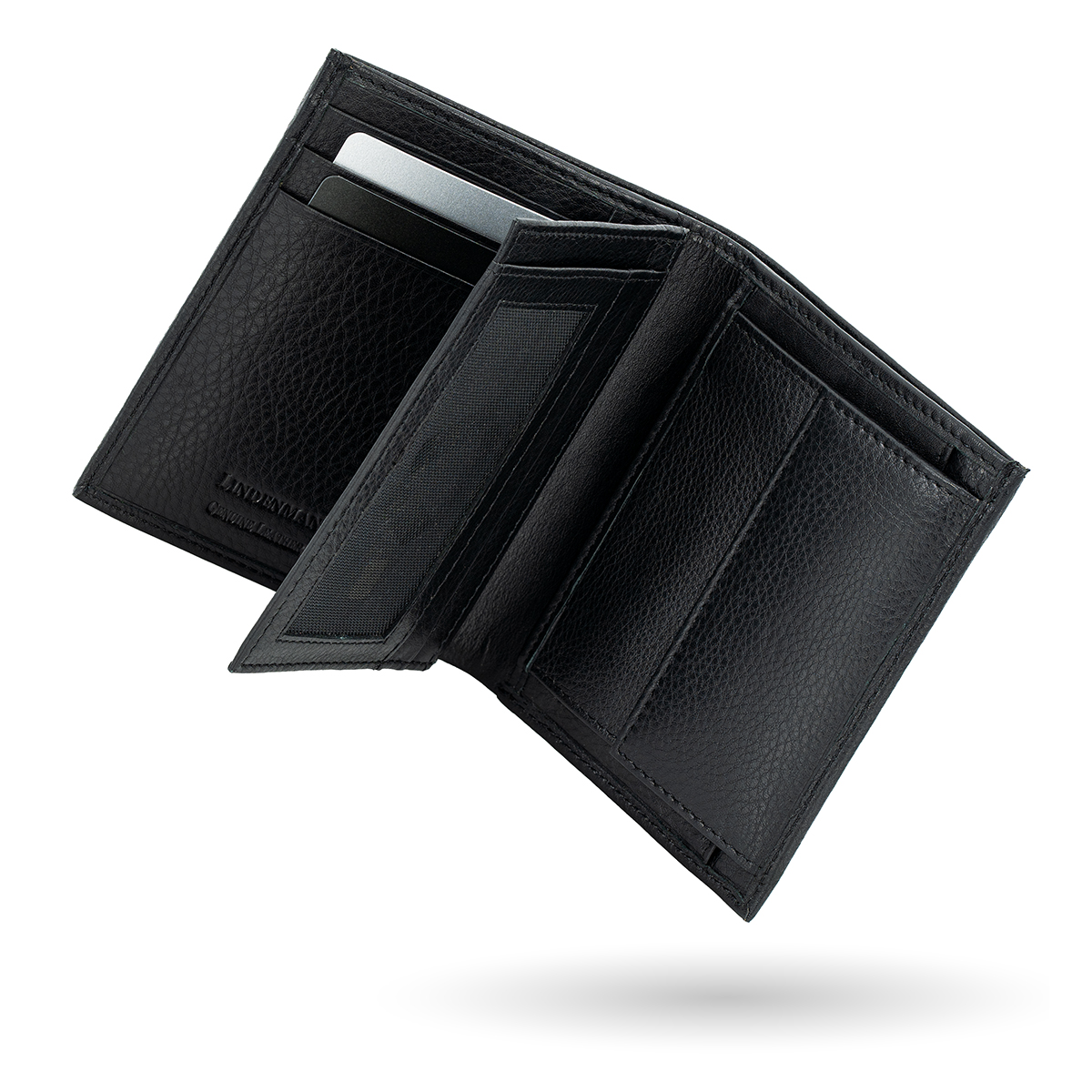 LINDENMANN Herren Leder Portemonnaie schwarz