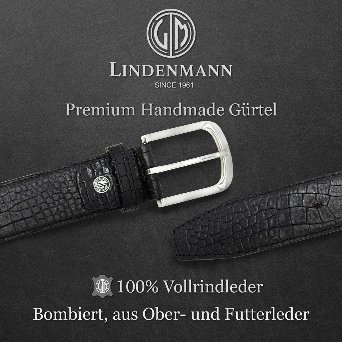 LINDENMANN Jeansgürtel Herren schwarz