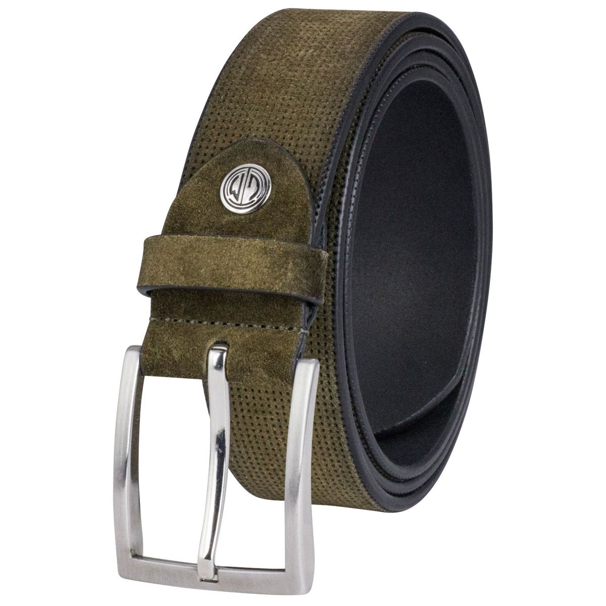 Nubukledergürtel Herren Lindenmann Grün LINDENMANN Veloursledergürtel Herren 35 mm grün