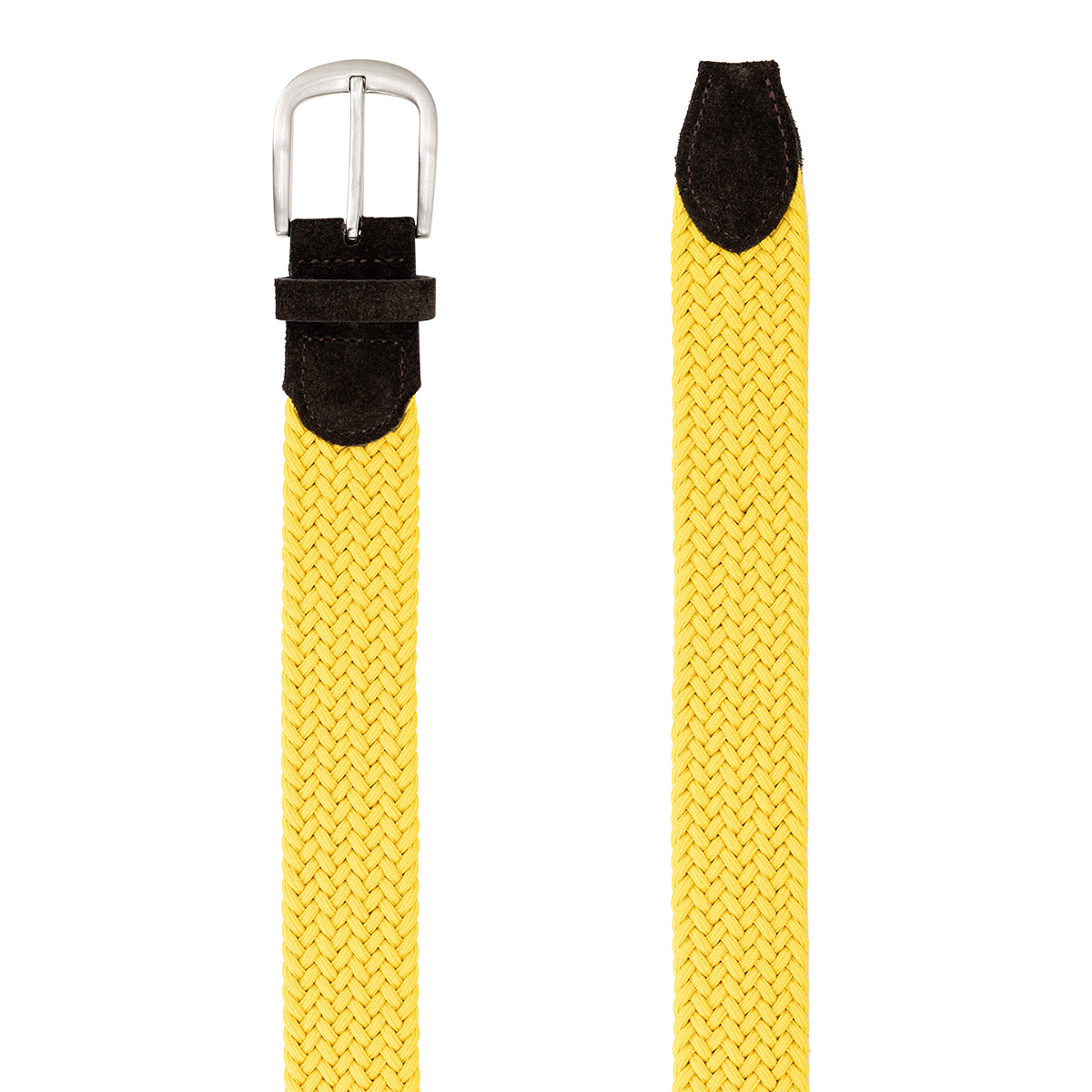 gürtel, baender, gurt, geflochten, gelb, LINDENMANN Damen Flechtgürtel mit 100% echtem Rindleder an den Enden gelb