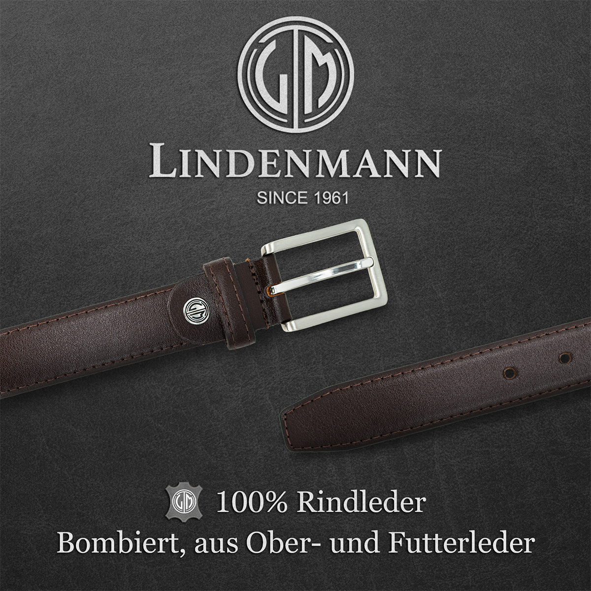 LINDENMANN Anzug-Gürtel 30 mm Rindleder braun