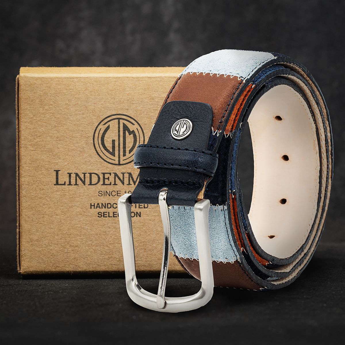 LINDENMANN Herrengürtel Jeans blau