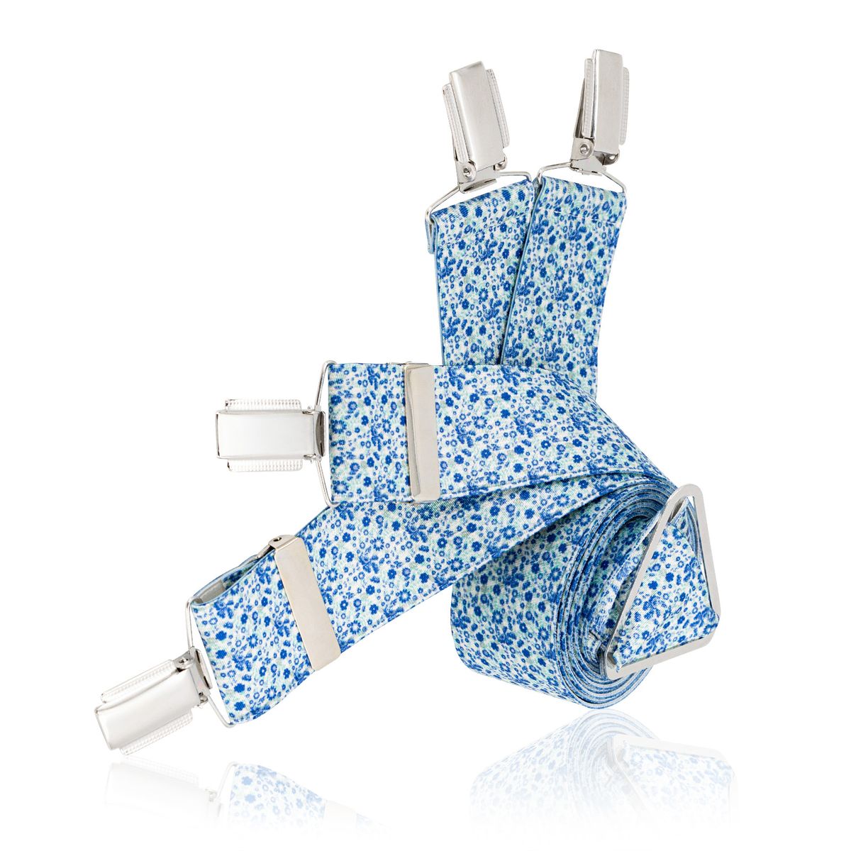 LINDENMANN Hosenträger Herren X-Form Blumenmuster blau