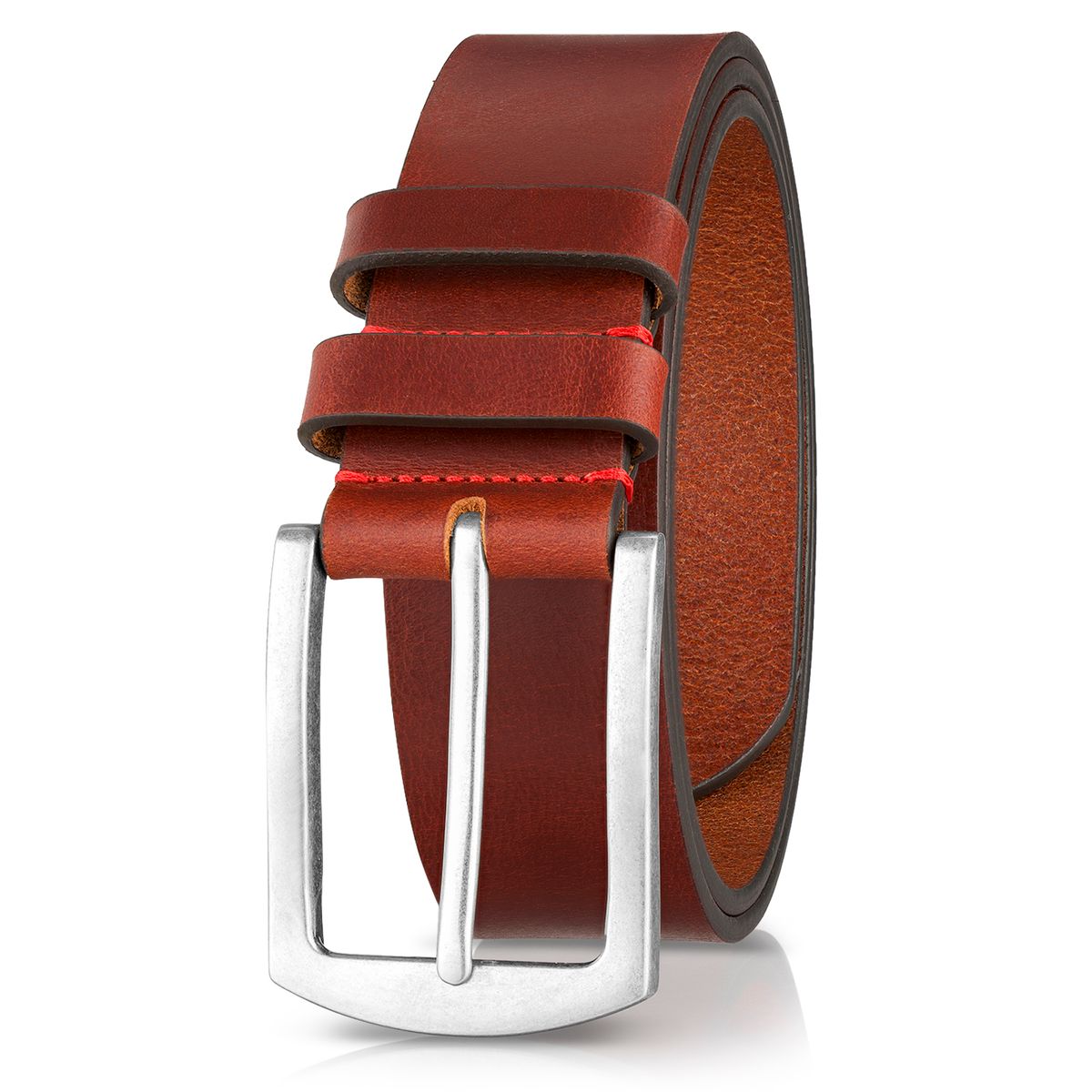 Gürtel, Leder, Braun, Metallöse, Breiter Gürtel, Pierre Cardin Herren-Leder-Gürtel dunkelbraun