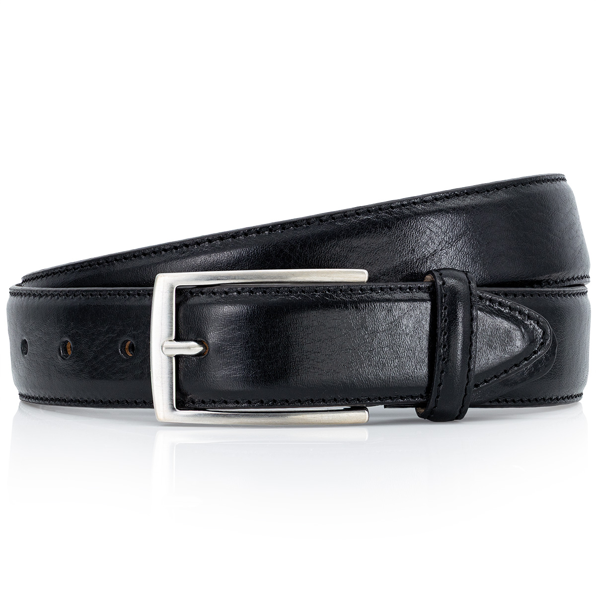 Gürtel, Leder, schwarz, Gürtel mit Schnalle, Breite Gürtel, LINDENMANN Premium Handmade Vollrindledergürtel Herren schwarz