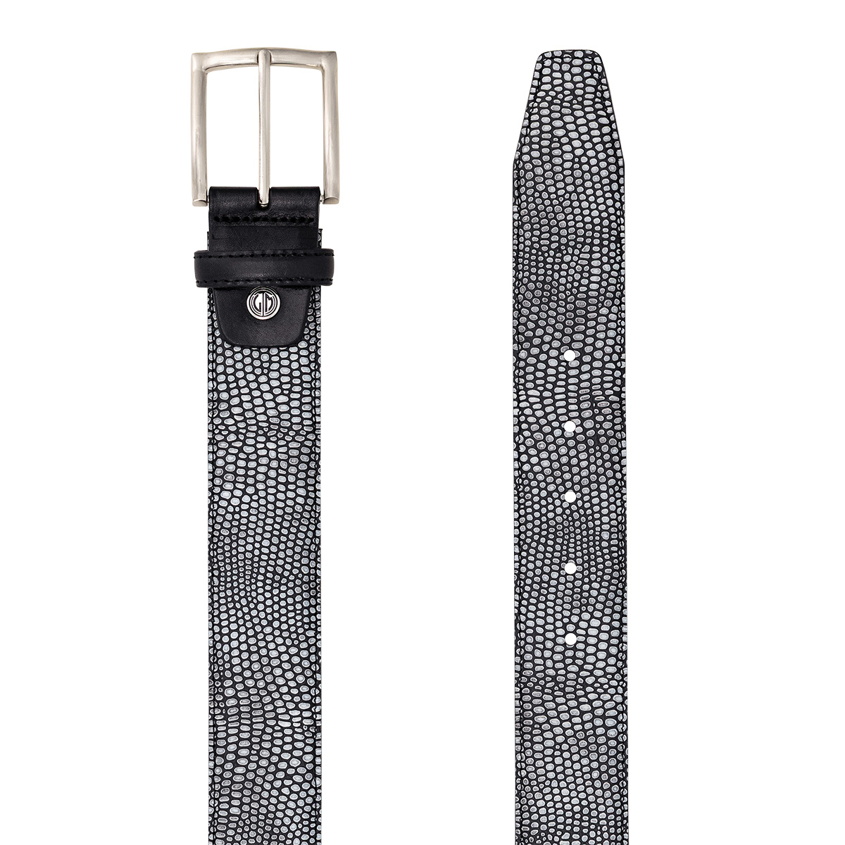 Gürtel, Lederriemen, Schwarz, grau gemustert, Ledertextur, LINDENMANN Premium Handmade Vollrindledergürtel Herren grau