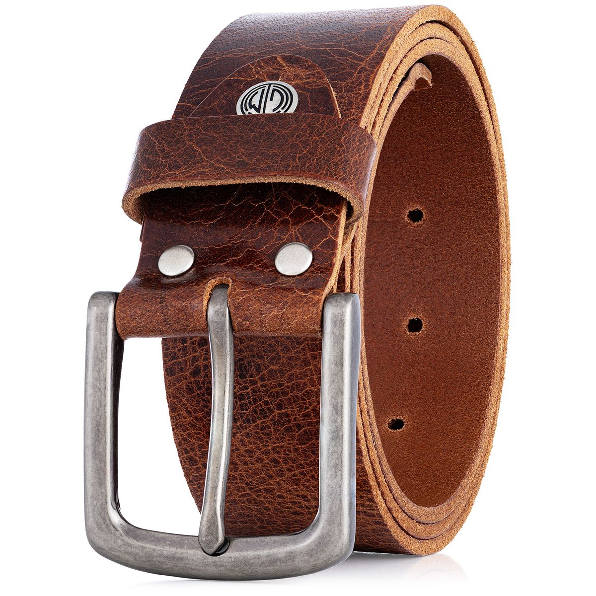 Zubehor, Gürtel, Leinwand, Schnalle, LINDENMANN Herren Büffelledergürtel aus 100% Echtleder cognac