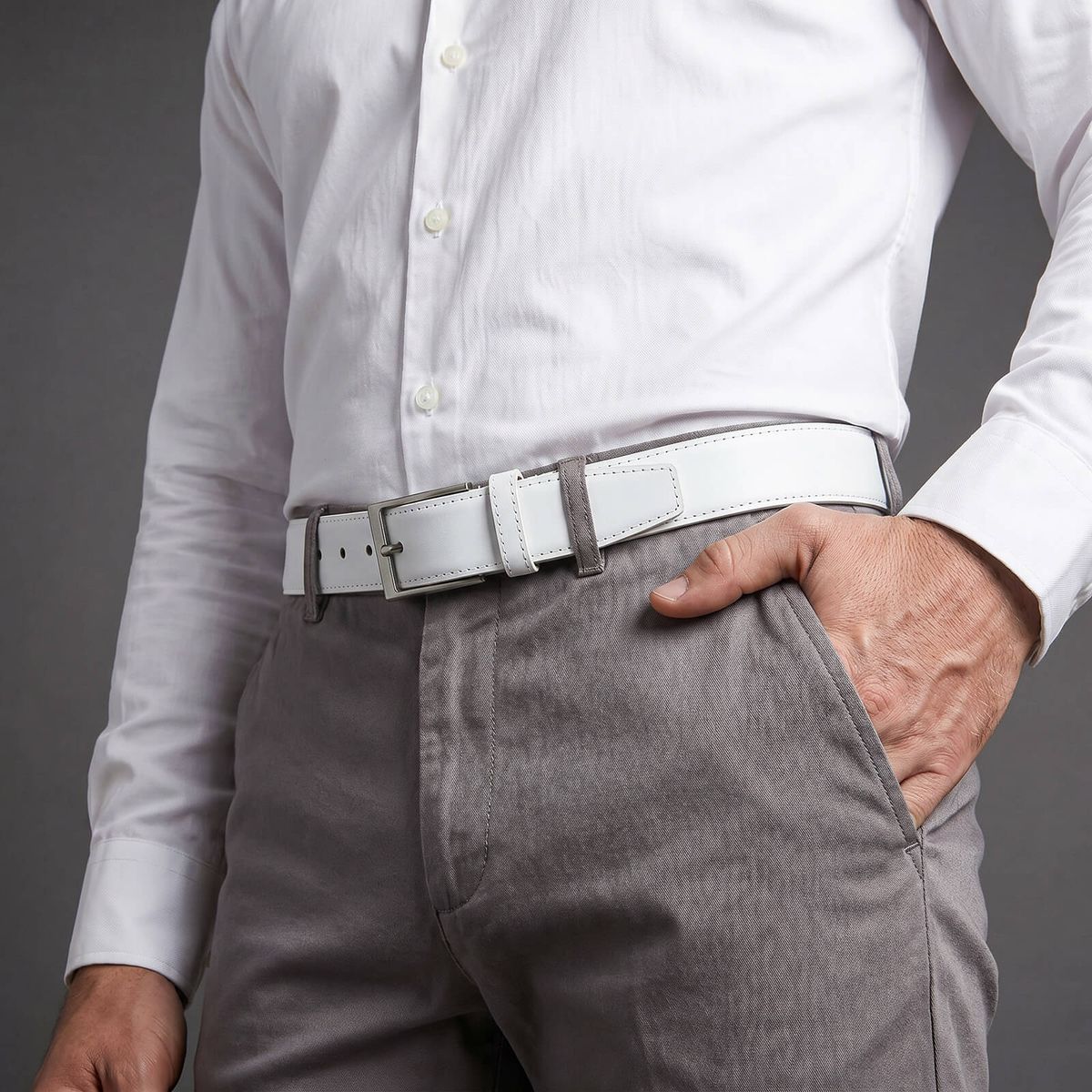 LINDENMANN Herren Vollrindledergürtel aus 100% Echtleder weiss