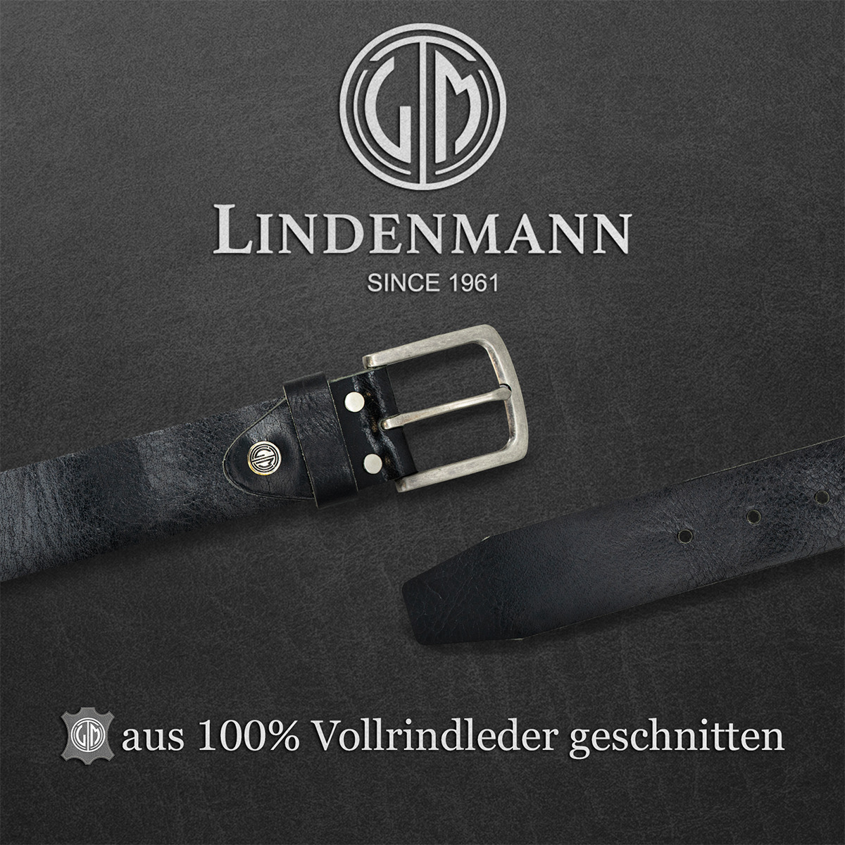 LINDENMANN Ledergürtel Herren schwarz