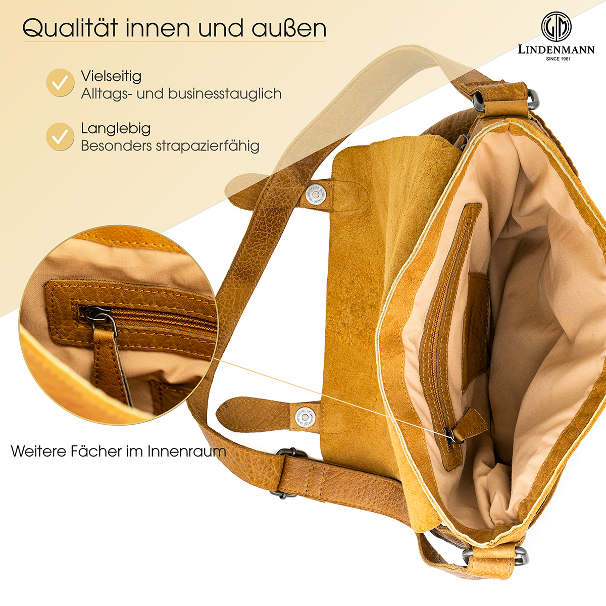 Lindenmann Ledertasche cognac