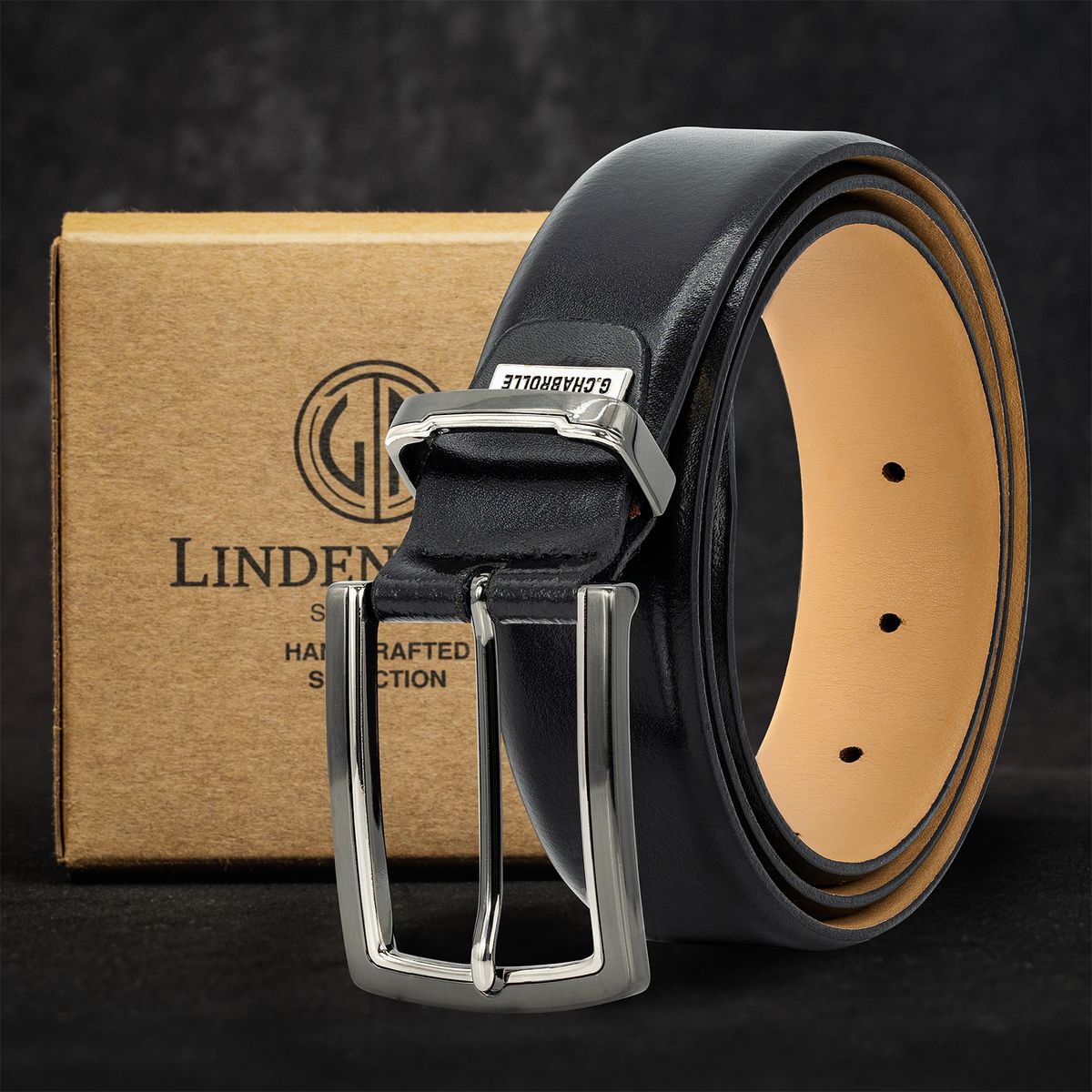 LINDENMANN Premium Ledergürtel schwarz