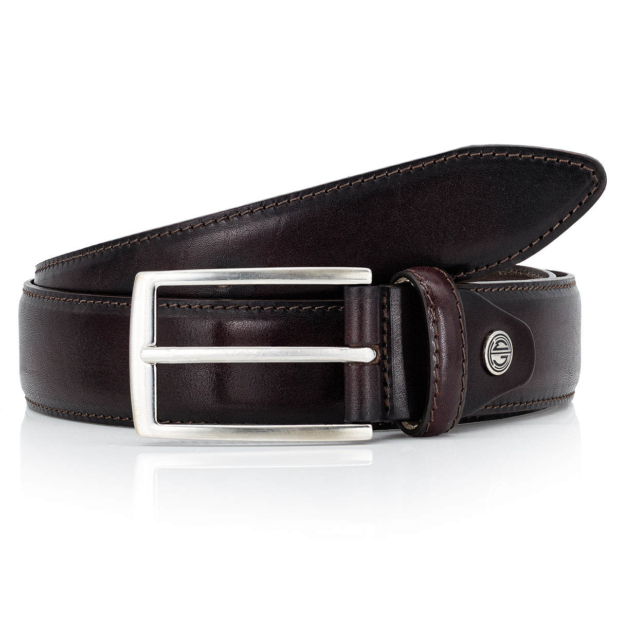 Ledergürtel, Dunkelbraun, Gürtelschnalle, Leder, Riemen, LINDENMANN Premium Handmade Vollrindledergürtel Herren dunkelbraun