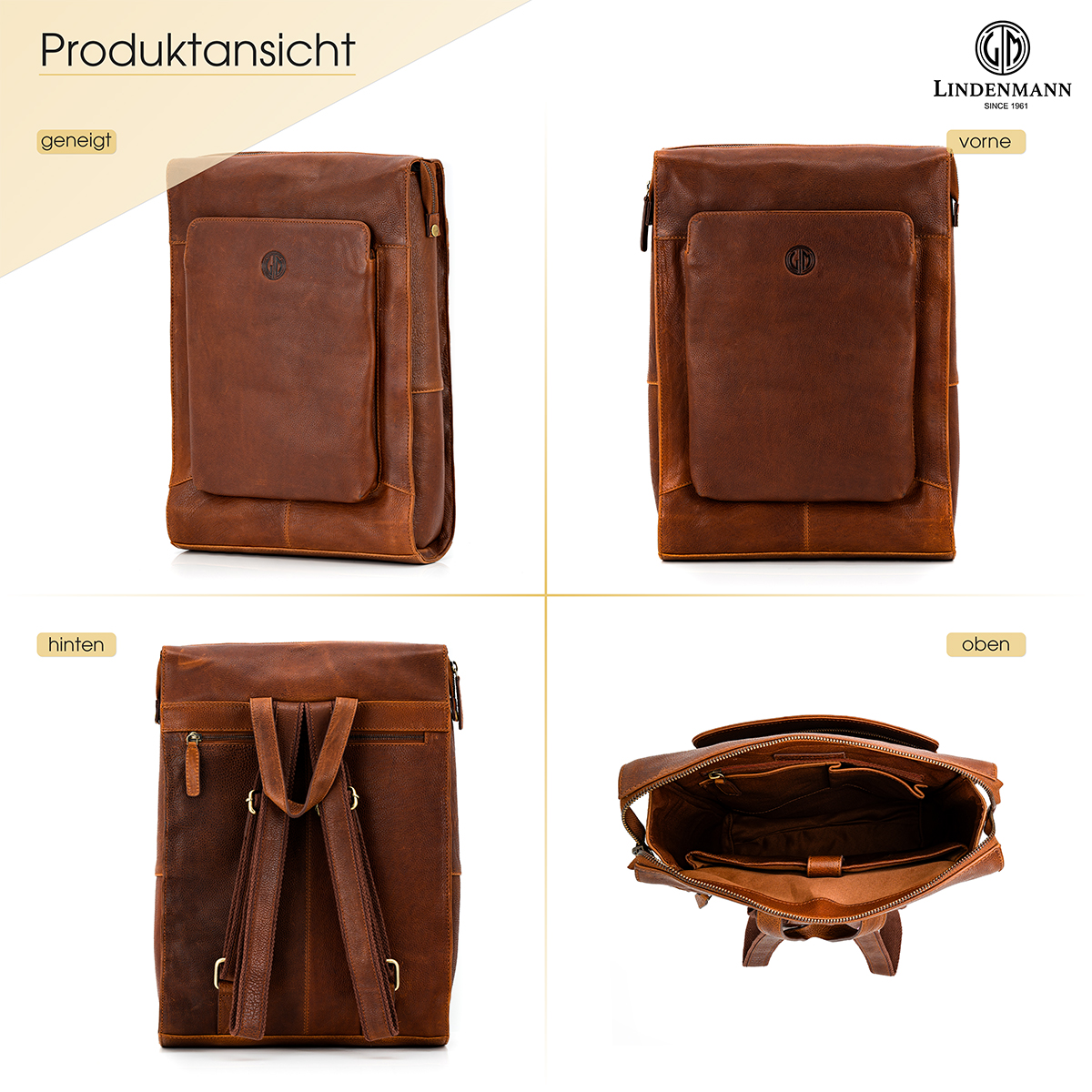 Lindenmann Rucksack cognac