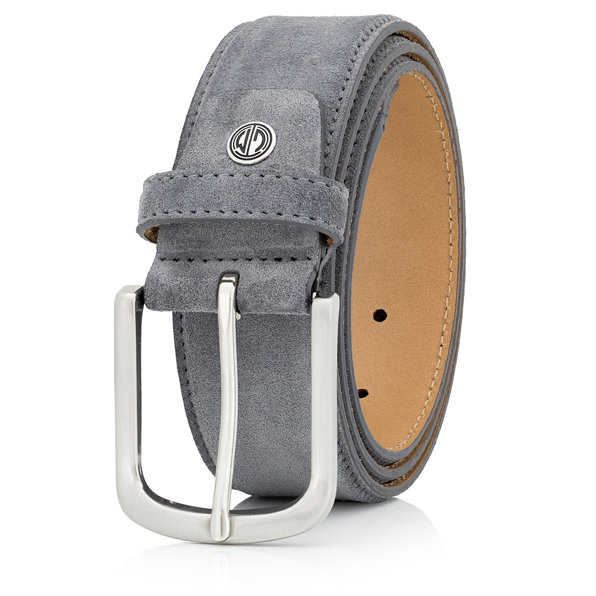 LINDENMANN Herrengürtel aus 100% Velours-Vollrindleder grau