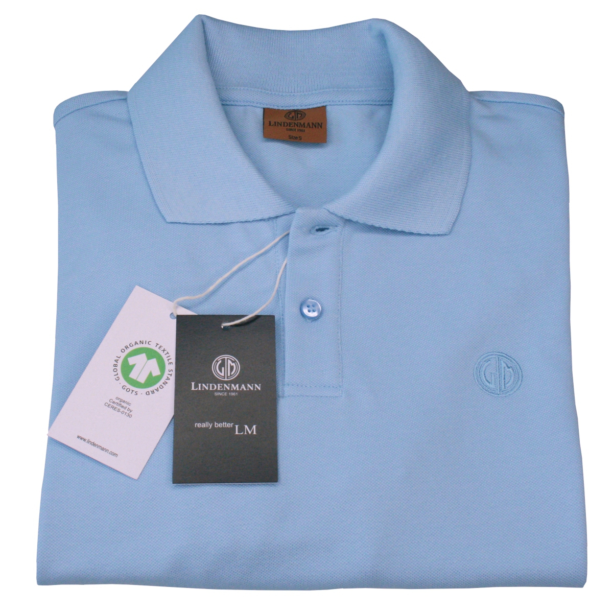 LINDENMANN Poloshirt slim fit Bio-Baumwolle Herren Hellblau