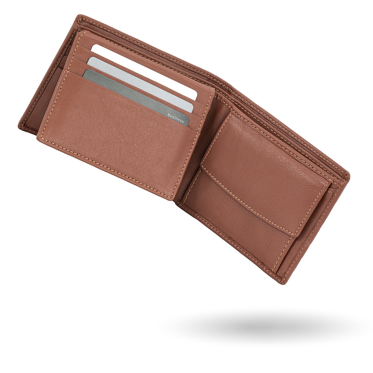 LINDENMANN Herren Leder Portemonnaie cognac