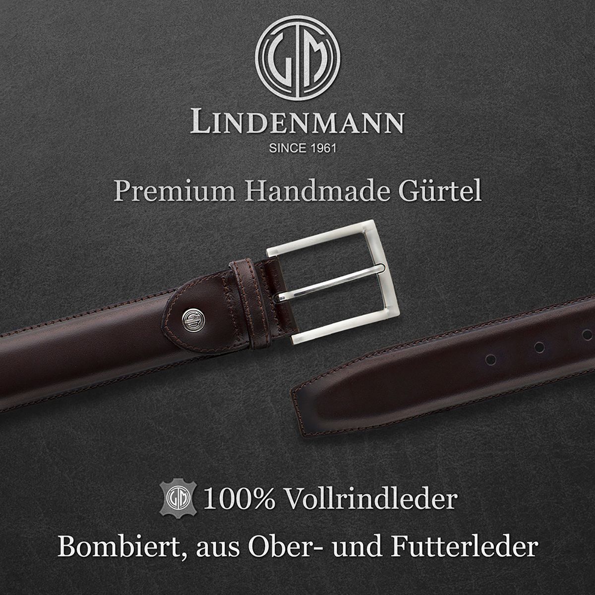 LINDENMANN Herrengürtel Leder braun