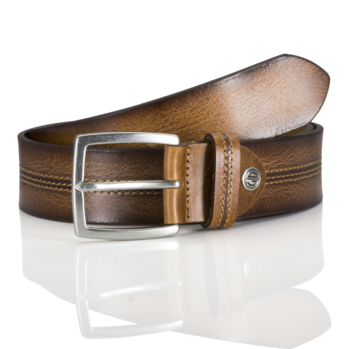 LINDENMANN Leder-Gürtel Herren 40 mm Vollrindleder cognac