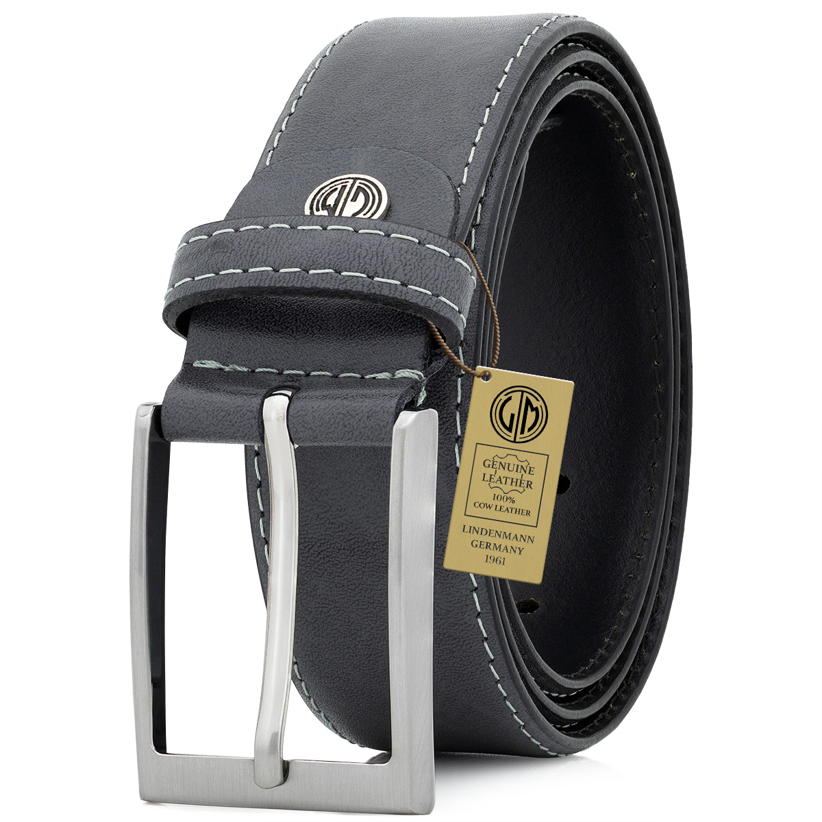 LINDENMANN Ledergürtel Herren grau