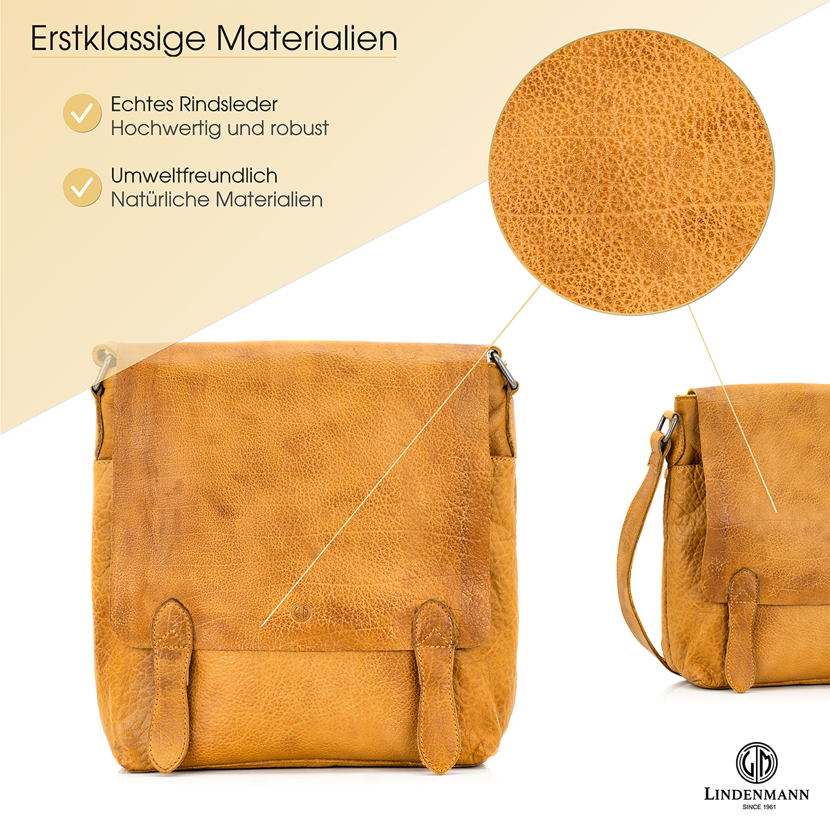 Lindenmann Ledertasche cognac
