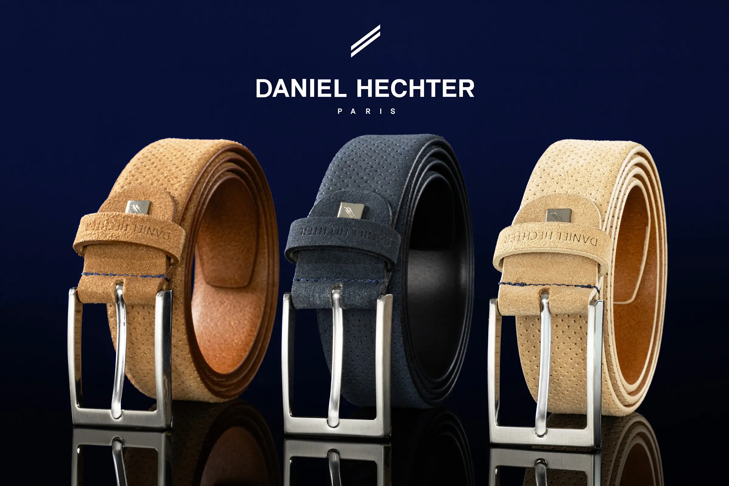 Daniel Hechter Ledergürtel in Braun, Schwarz und Beige mit klassischen Metallschließen bei Accessories Exclusive