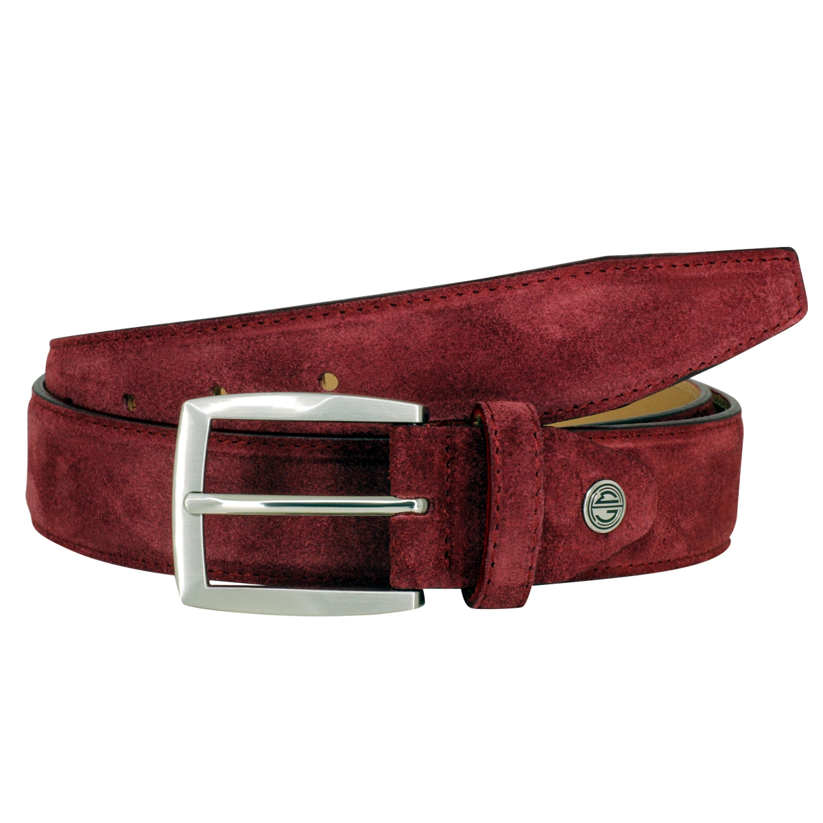 LINDENMANN Gürtel Herren Vollledergürtel aus Veloursleder, 35 mm breit, kürzbar, Gürtel, Ledergürtel, Velours-Gürtel, rot