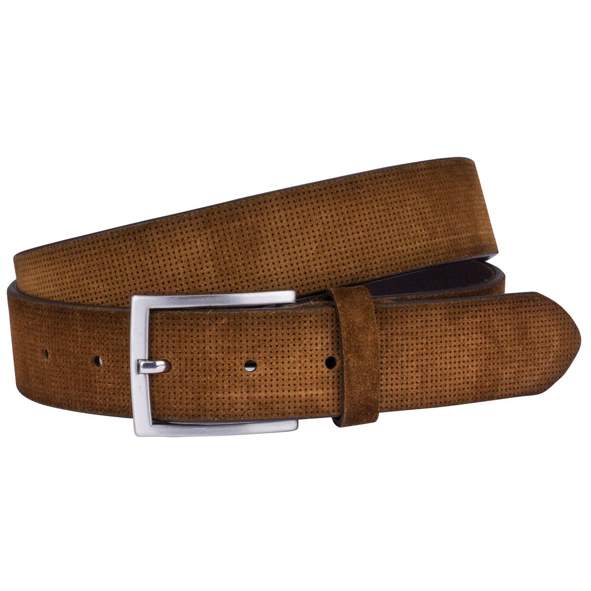 LINDENMANN Veloursledergürtel Herren 35 mm cognac