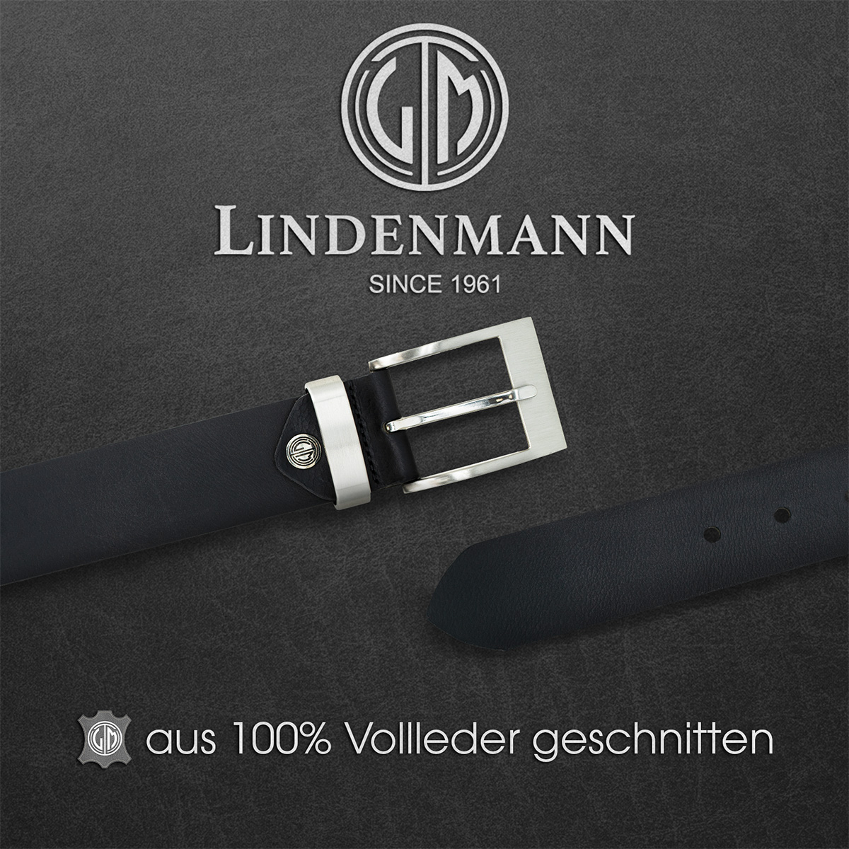 LINDENMANN Ledergürtel Herren schwarz