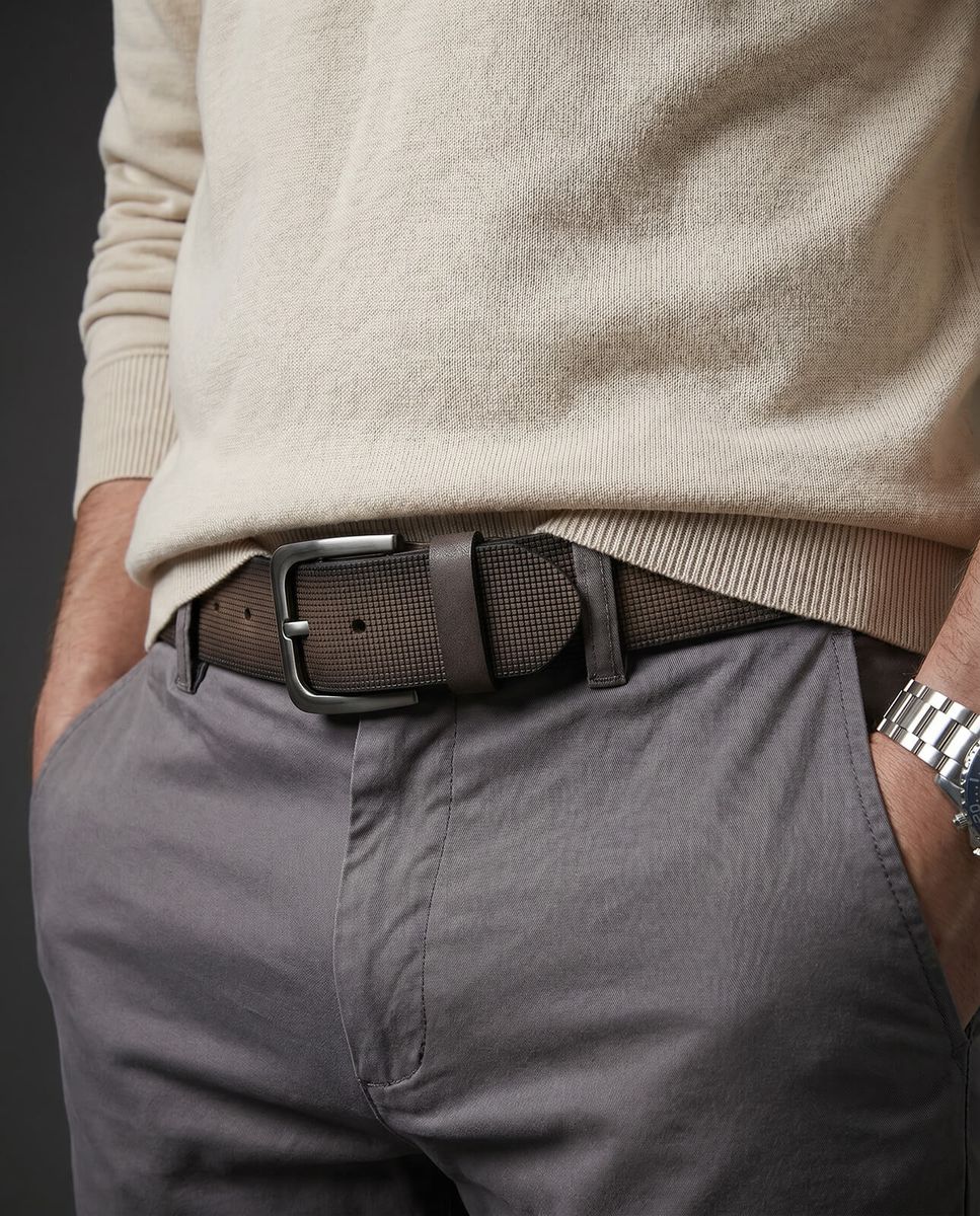 Gürtel, Gürtel aus Webbing, Ledergürtel, Hose, Beige Pullover, LINDENMANN Vollrindledergürtel Herren Schokoladenbraun